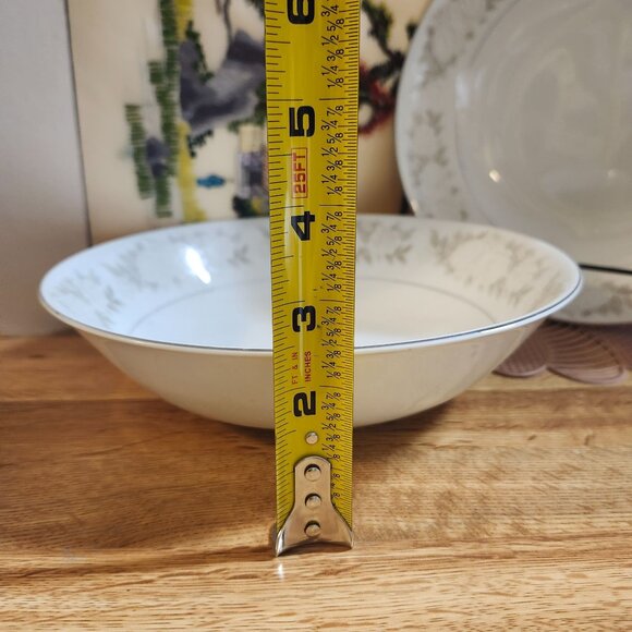 Fine China of Japan Gray & White Roses Adele 9" Serving Bowl Set of 2 - Picture 7 of 8